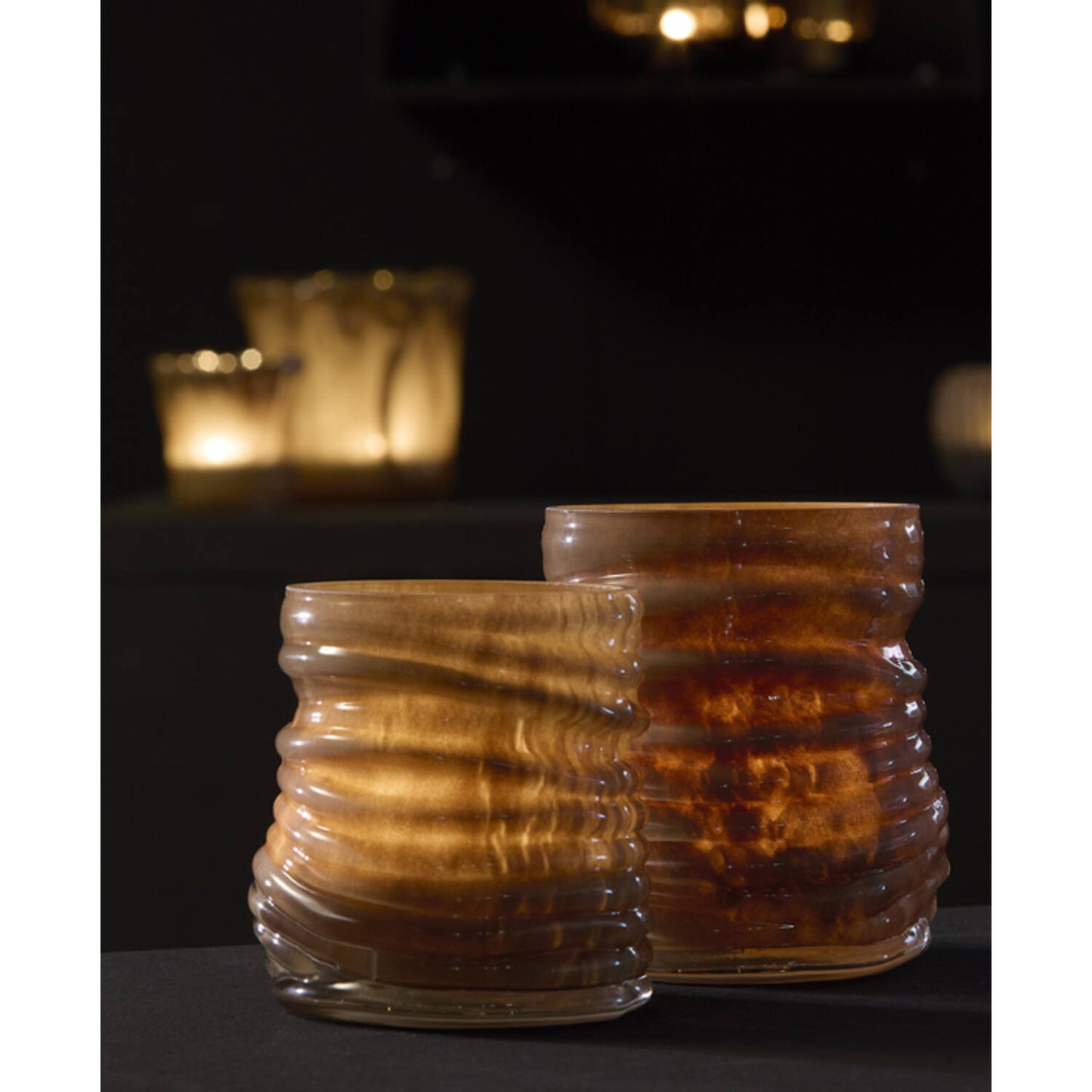 Milyan Glass Tea Light - Light Brown 9x10cm