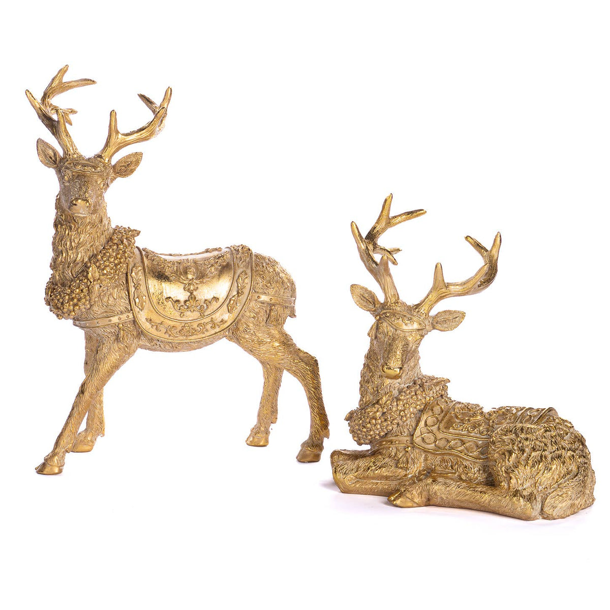 Gold Dear with Saddle Ornament - Sitting