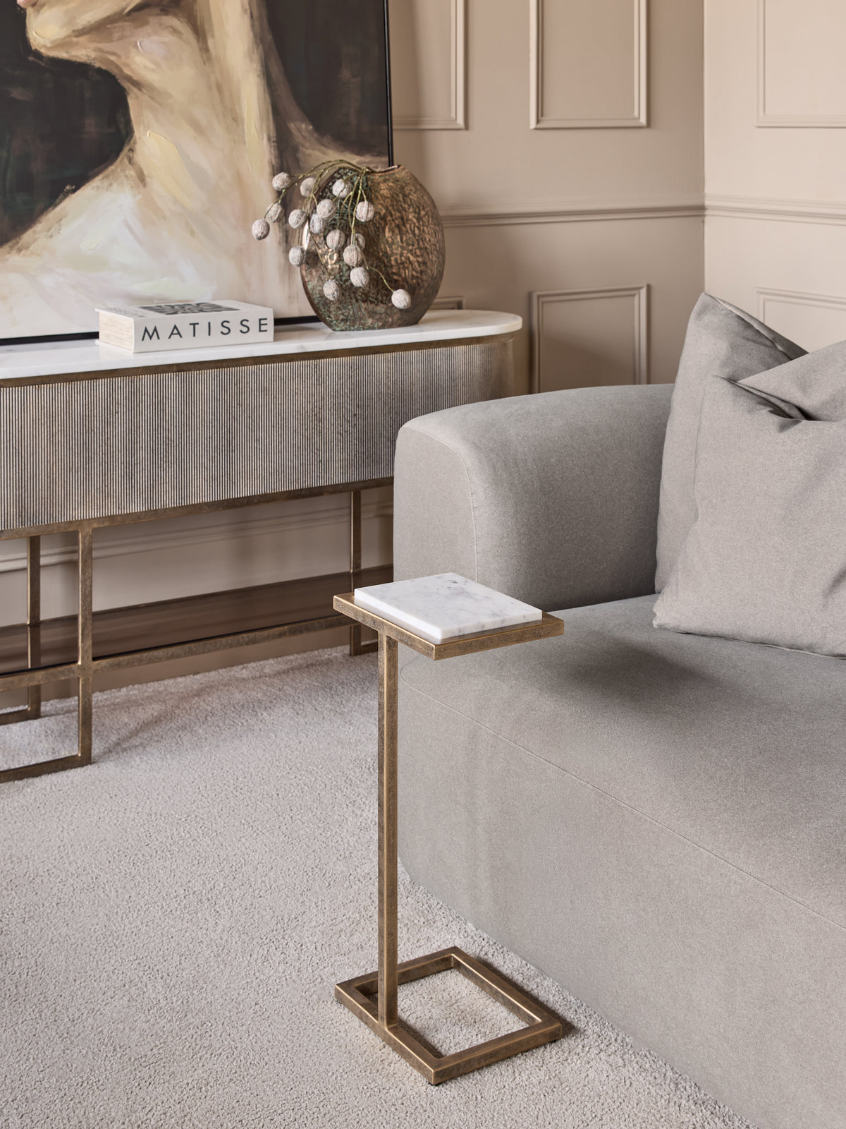 Alicia Accent Table with White Banswara Marble