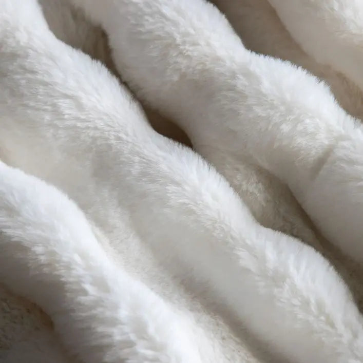 Marshmallow Rabbit Faux Fur Throw Cream