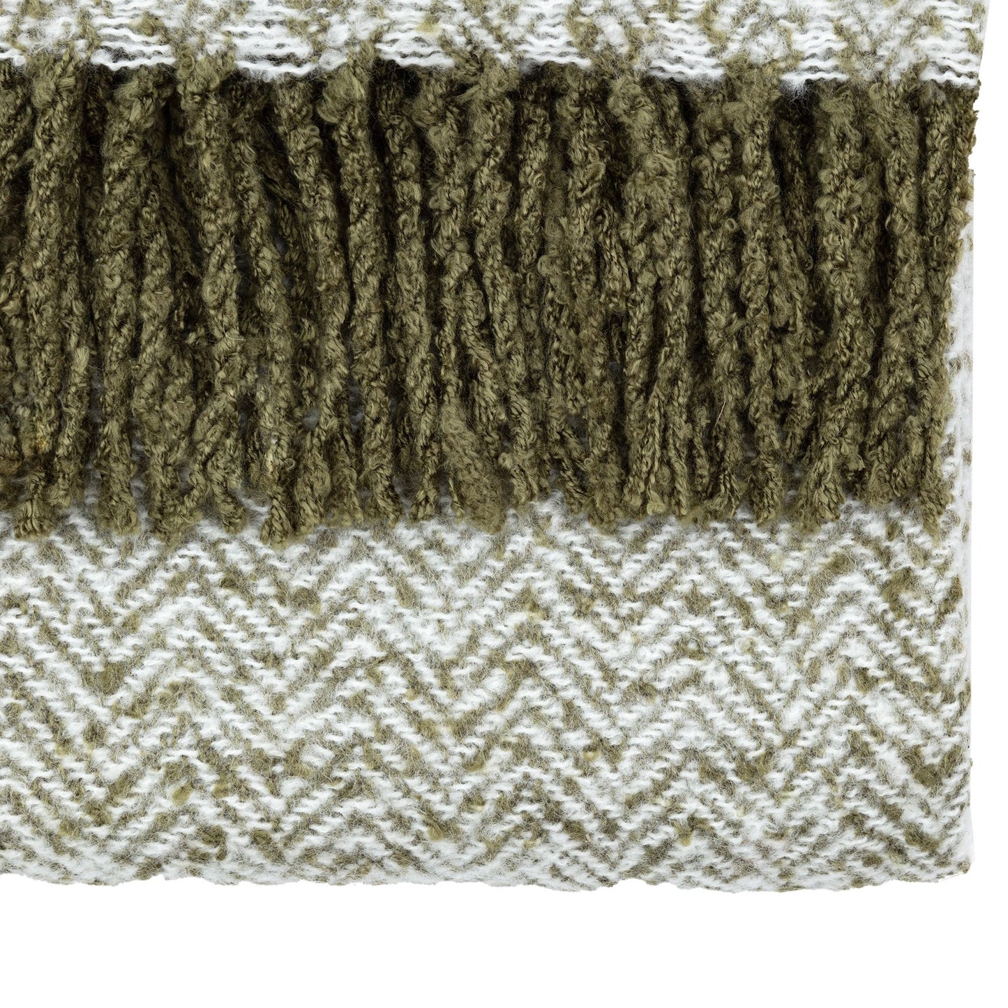 Herringbone Faux Mohair Throw - Olive