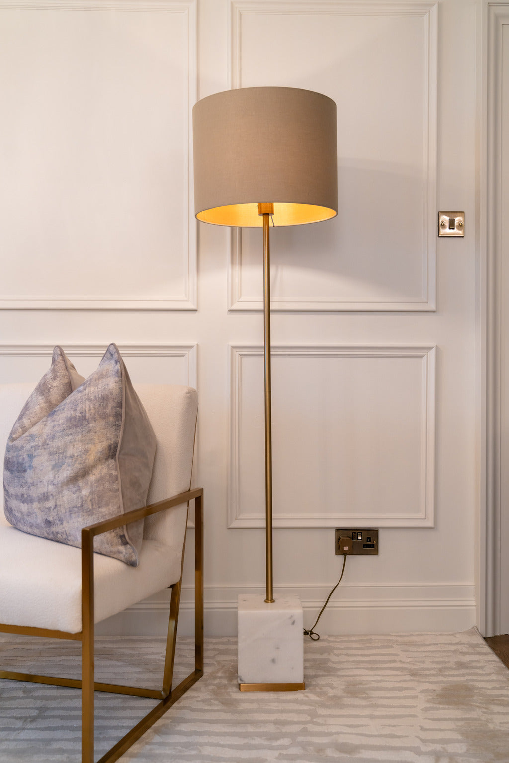 White Marble Brushed Gold Floor Lamp