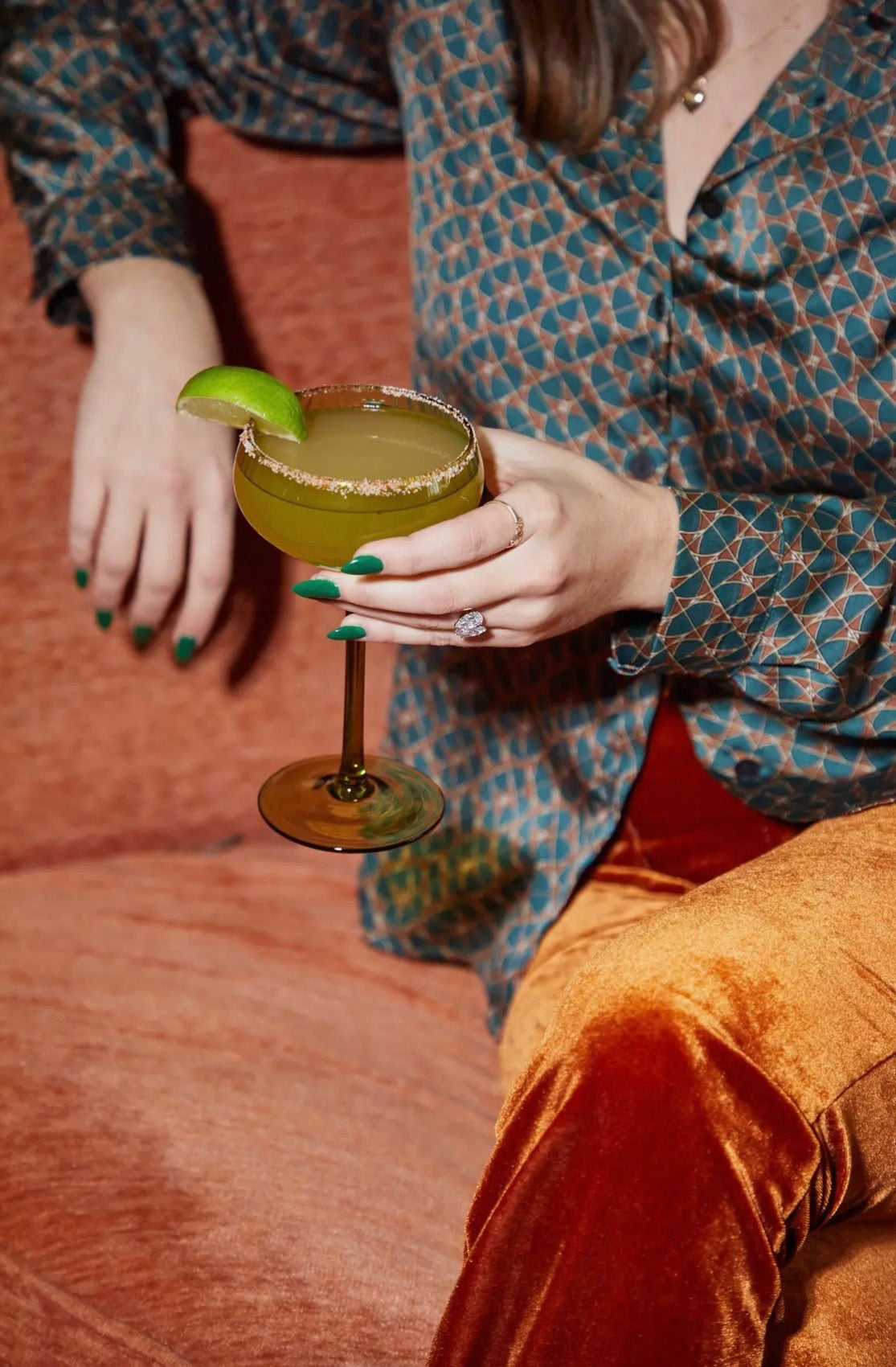 The Lou Coupe Glasses - Green - Set of 2