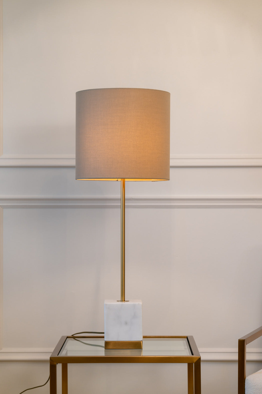 White Marble Brushed Gold Table Lamp