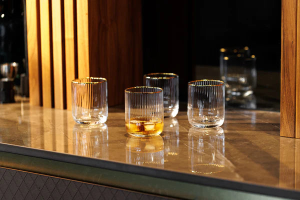 Sorrento Ridged Stemless Glasses - Set of 4