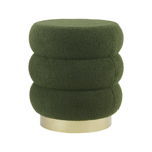 Olive Green & Gold Teddy Footstool