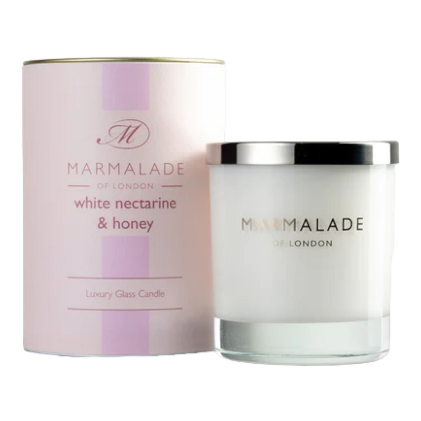 White nectarine and honey glass candle