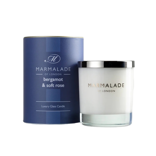 Bergamot and soft rose glass candle