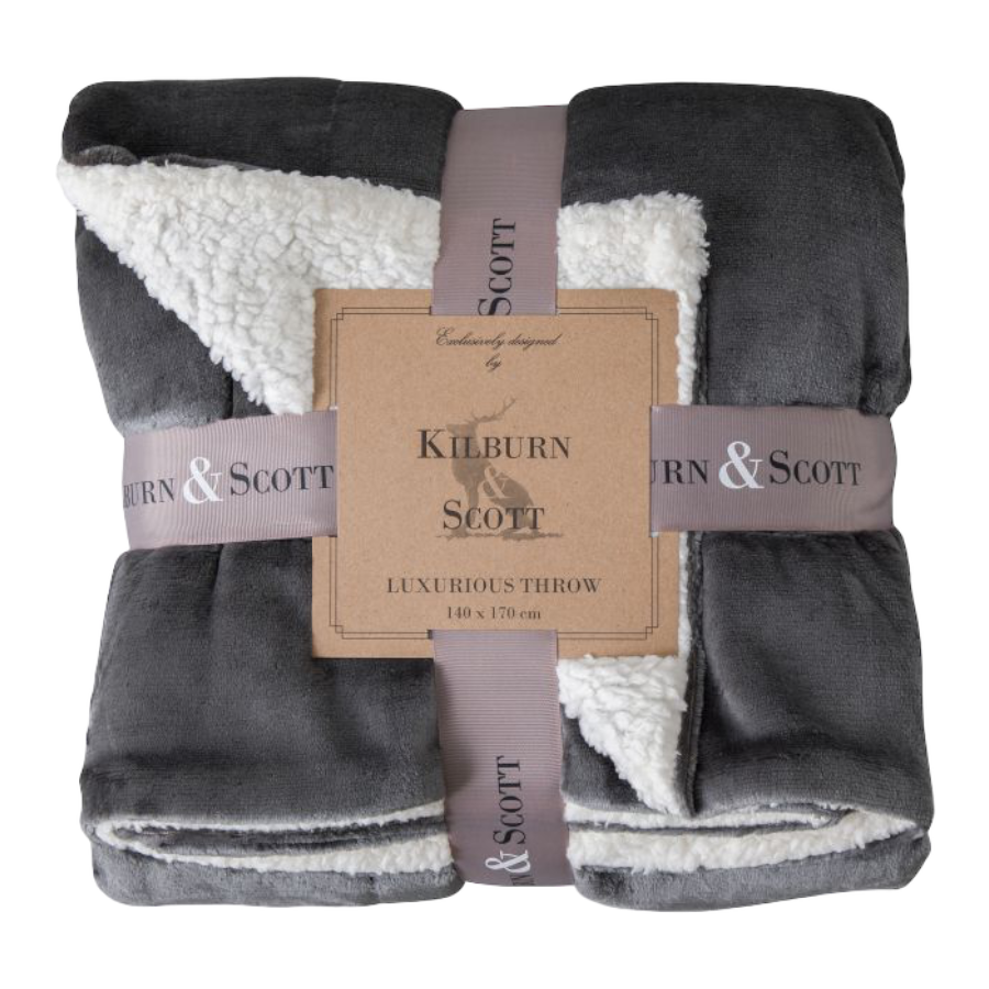 Dark Grey Sterling Sherpa Throw