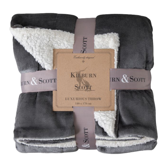Dark Grey Sterling Sherpa Throw