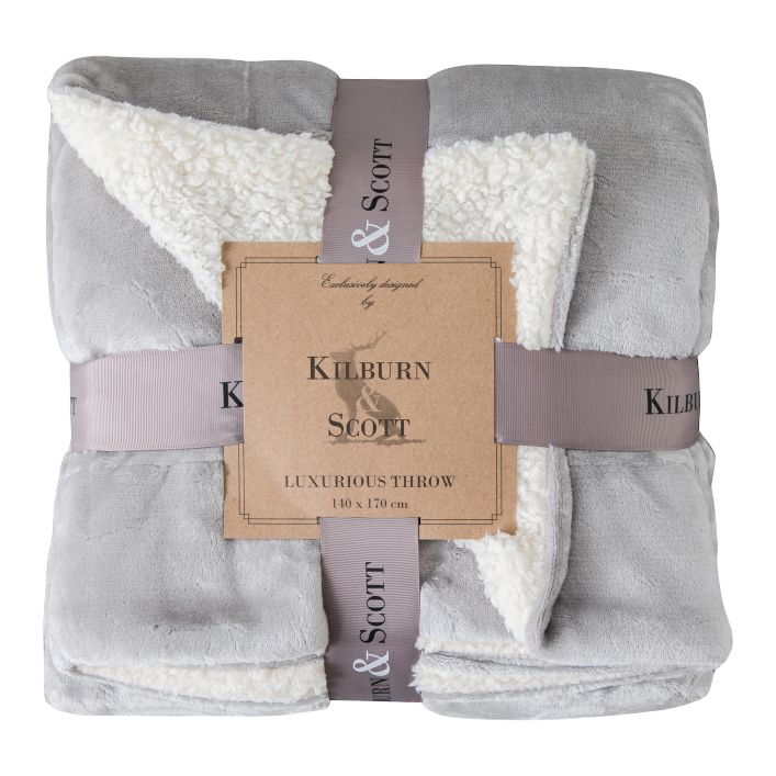 Light Grey Sterling Sherpa Throw