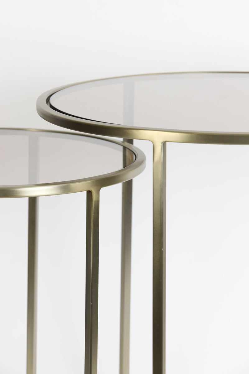 Smoked Glass Champagne Gold Nest of Tables