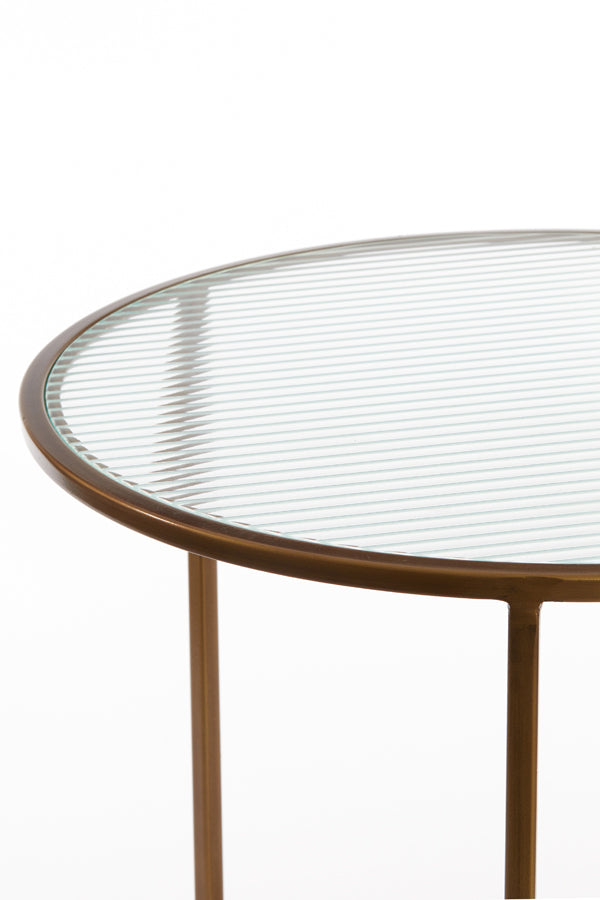 Ribbed Glass Antique Gold Nest of Tables