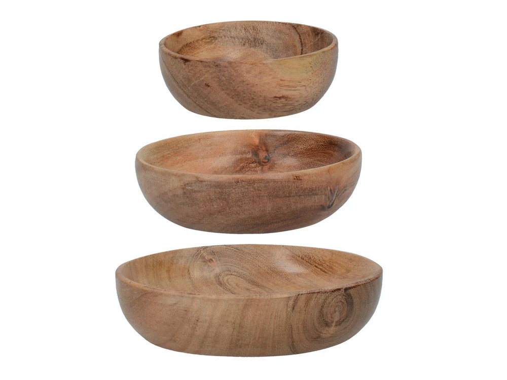 Acacia Wooden Snack Bowl Set of 3