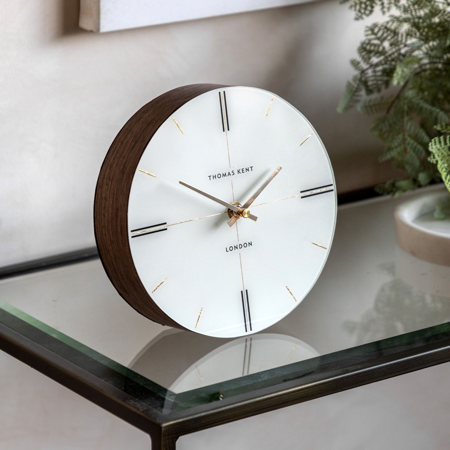Oak Stripe Rim Mantle Clock