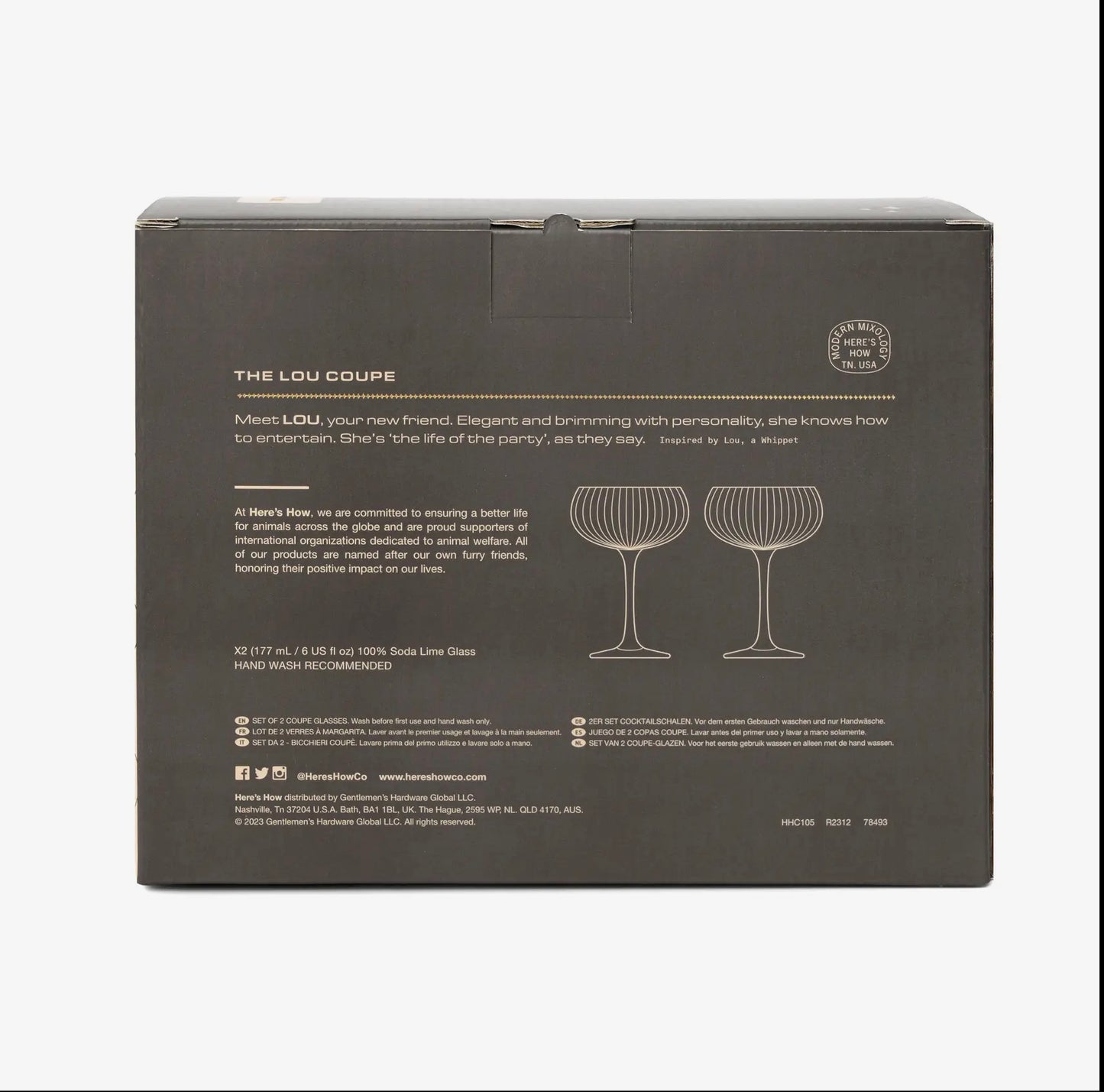 The Lou Coupe Glasses - Smoke - Set of 2