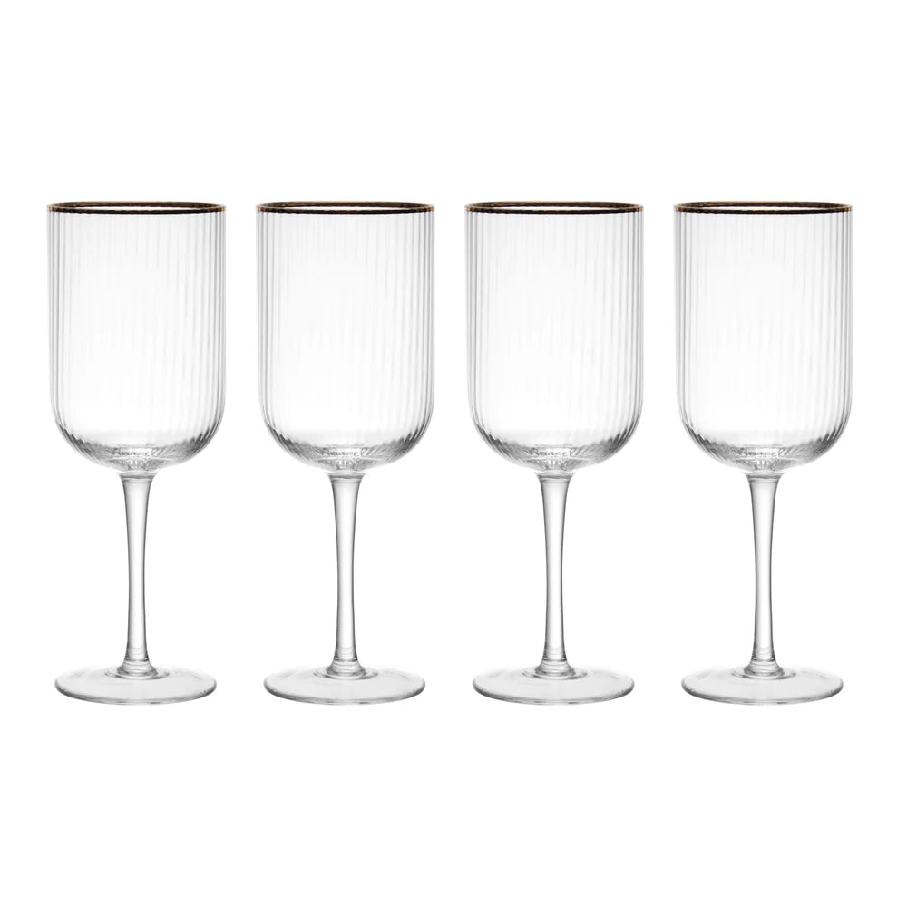 Sorrento Ridged Crystal Wine Glasses - Set of 4