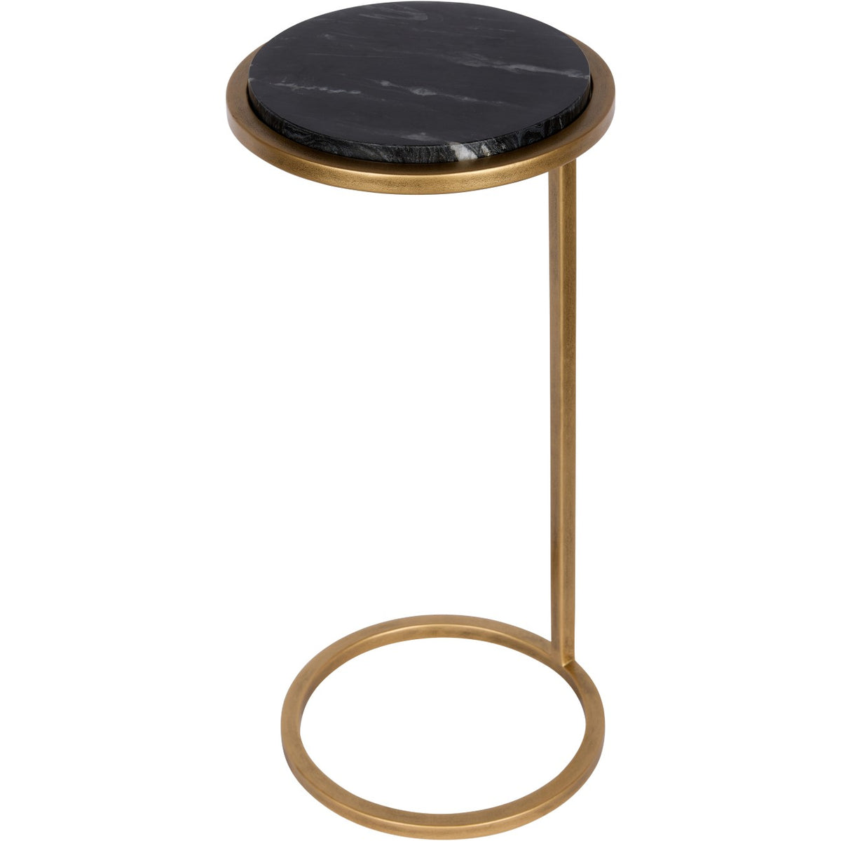 Iota Accent Table with Black Marble and Aged Gold Frame