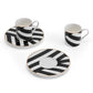 Luxe Deco China Espresso Cups and Saucers with Geometric Stripe - Set of 2
