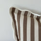Brown Stripe Scalloped Edge Cushion 45x45