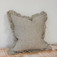 Ruffled Linen Olive Stripe Cushion 45x45