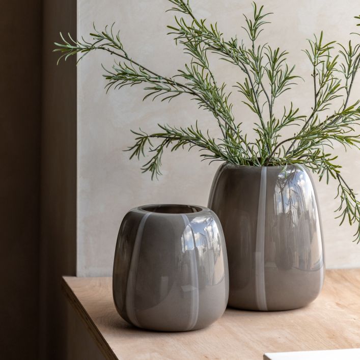 Claro Taupe Stripe Glass Vase - Medium