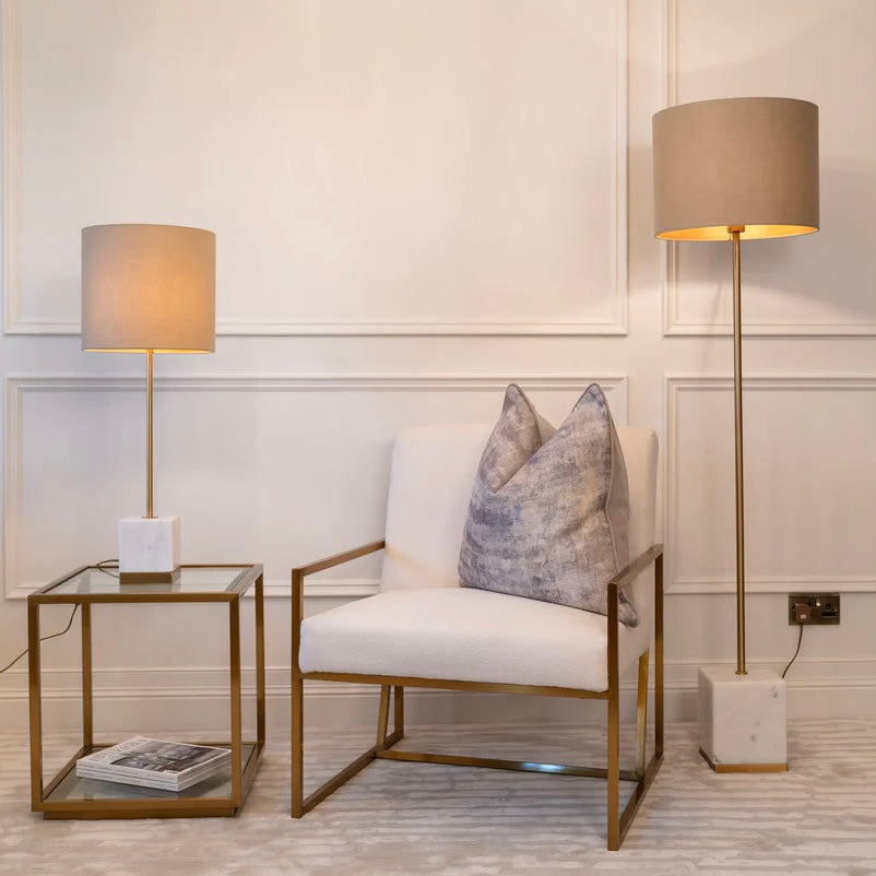 White Marble Brushed Gold Table Lamp