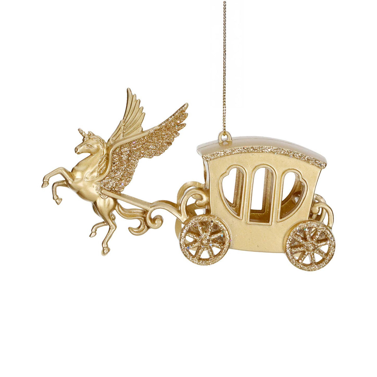 Carriage With Flying Unicorn Ornament