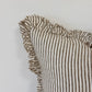 Ruffled Linen Olive Stripe Cushion 45x45