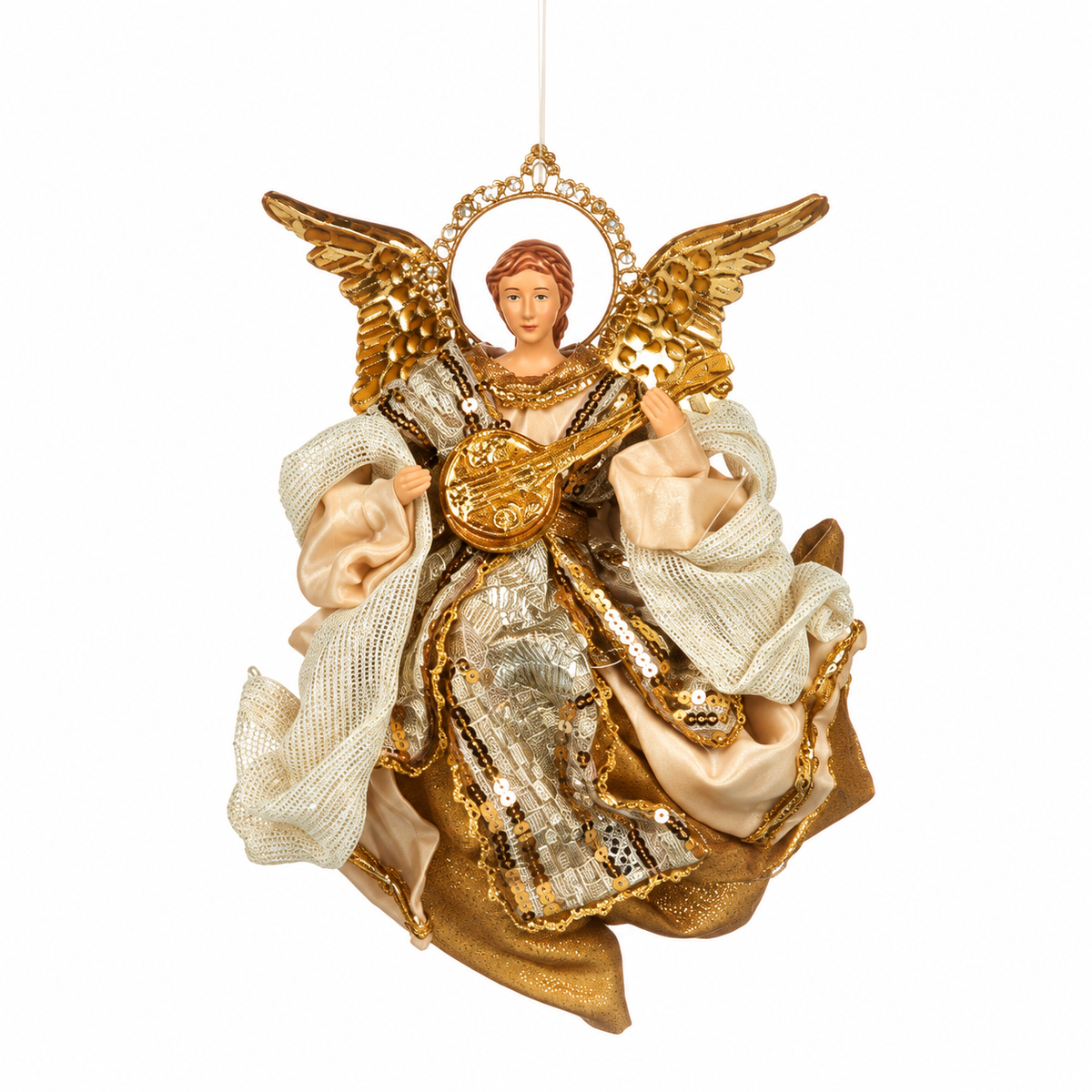 Gold Angel Ornament - Lute - 22cm