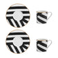 Luxe Deco China Espresso Cups and Saucers with Geometric Stripe - Set of 2