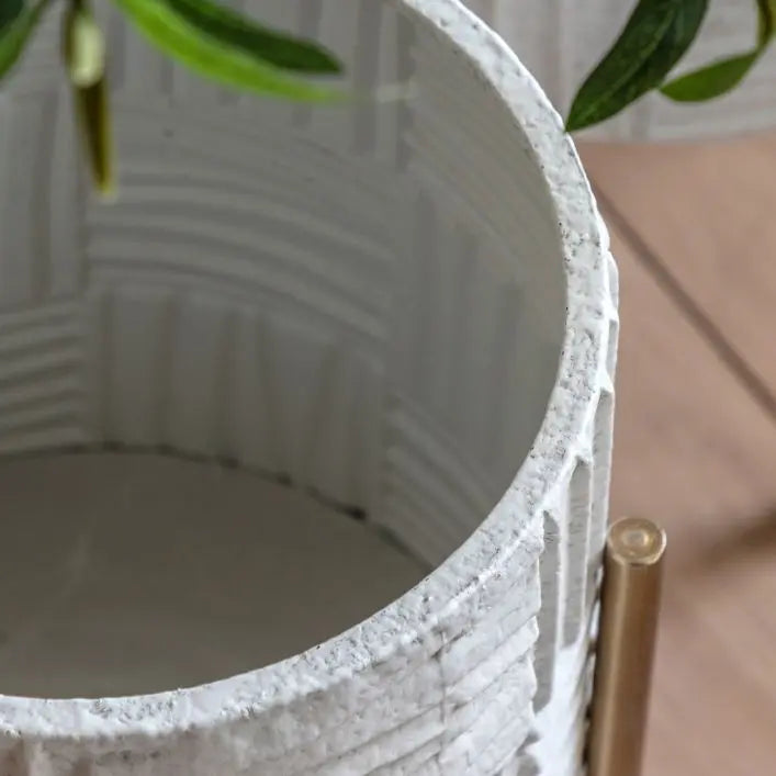 Ibiza White/Gold Metal Planter - Set of 2