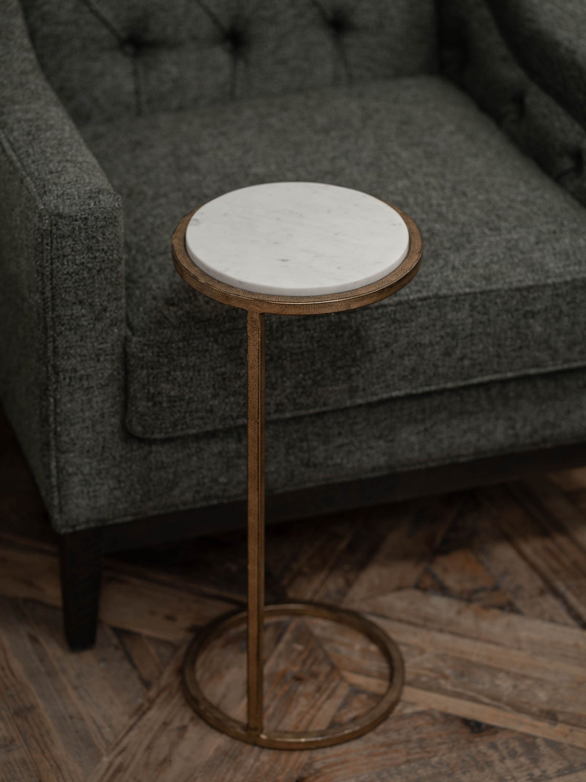 Iota Accent Table with White Banswara Marble