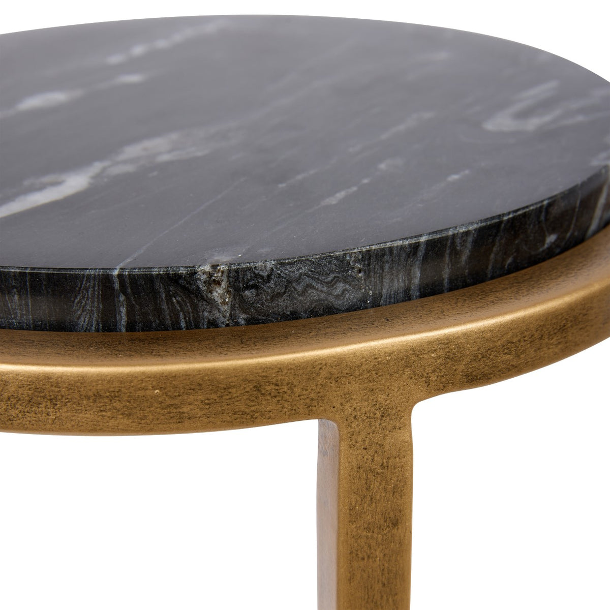 Iota Accent Table with Black Marble and Aged Gold Frame