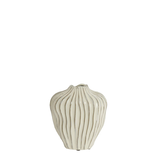 Chia Cream Ceramic Vase - Small