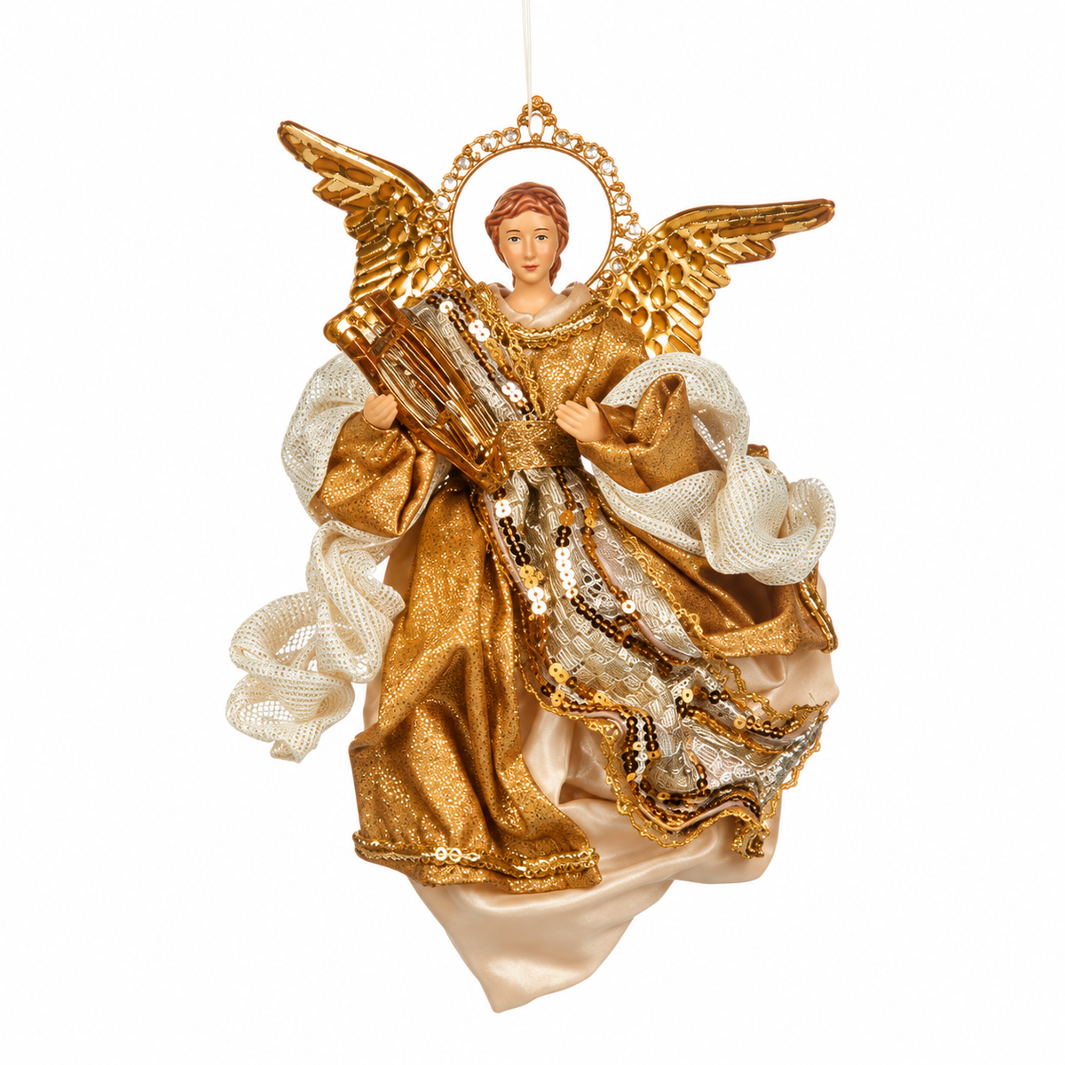 Gold Angel Ornament - Lyre- 22cm