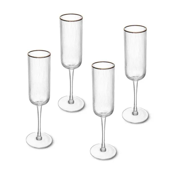 Sorrento Ridged Crystal Flutes - Set of 4