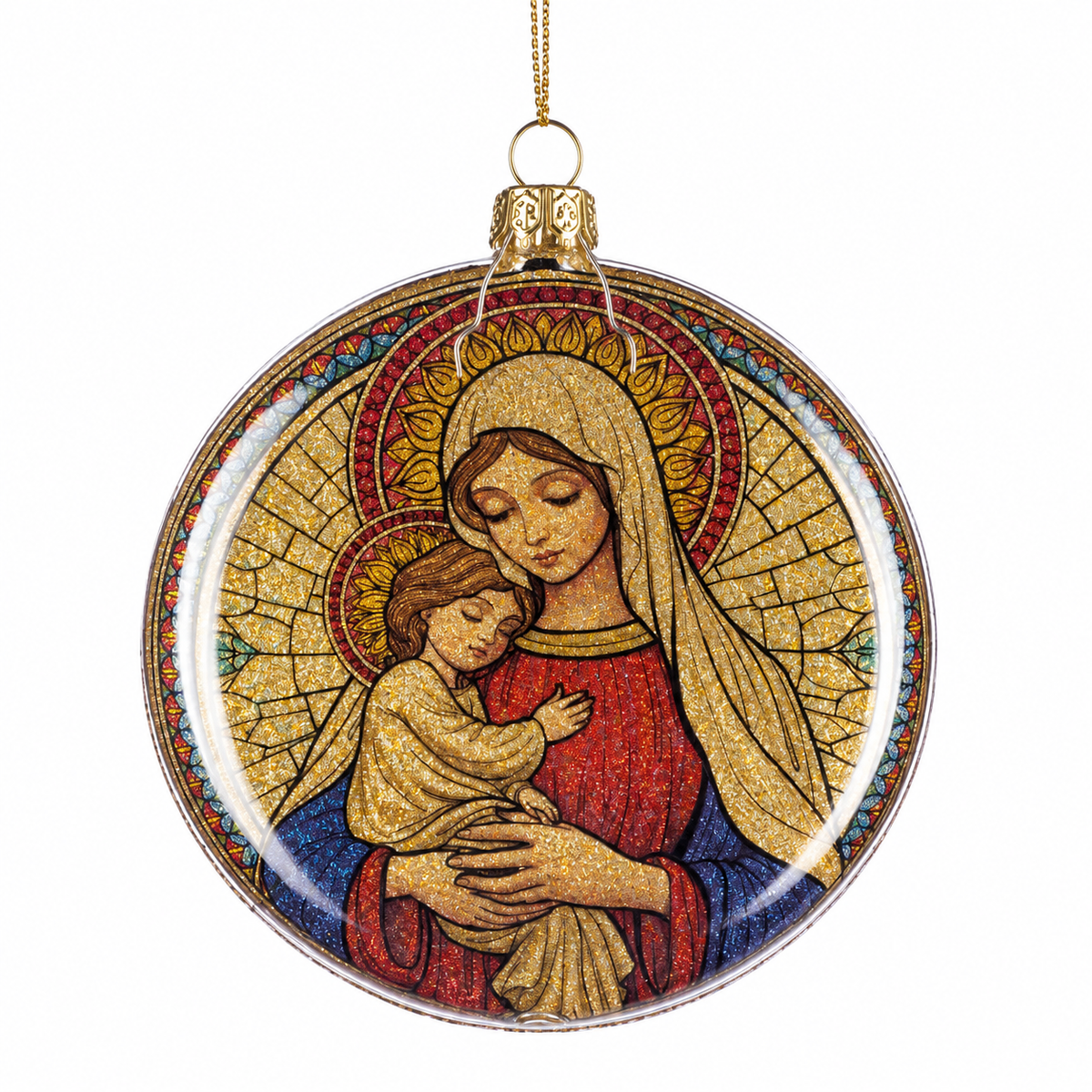 Holy Mother Glass Disc Ornament
