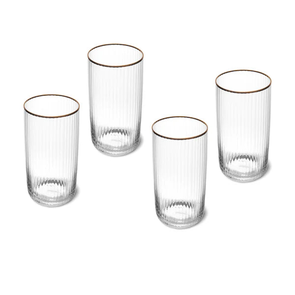 Sorrento Ridged Highball Glasses - Set of 4