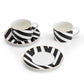 Luxe Deco China Tea Cups and Saucers with Geometric Stripe - Set of 2