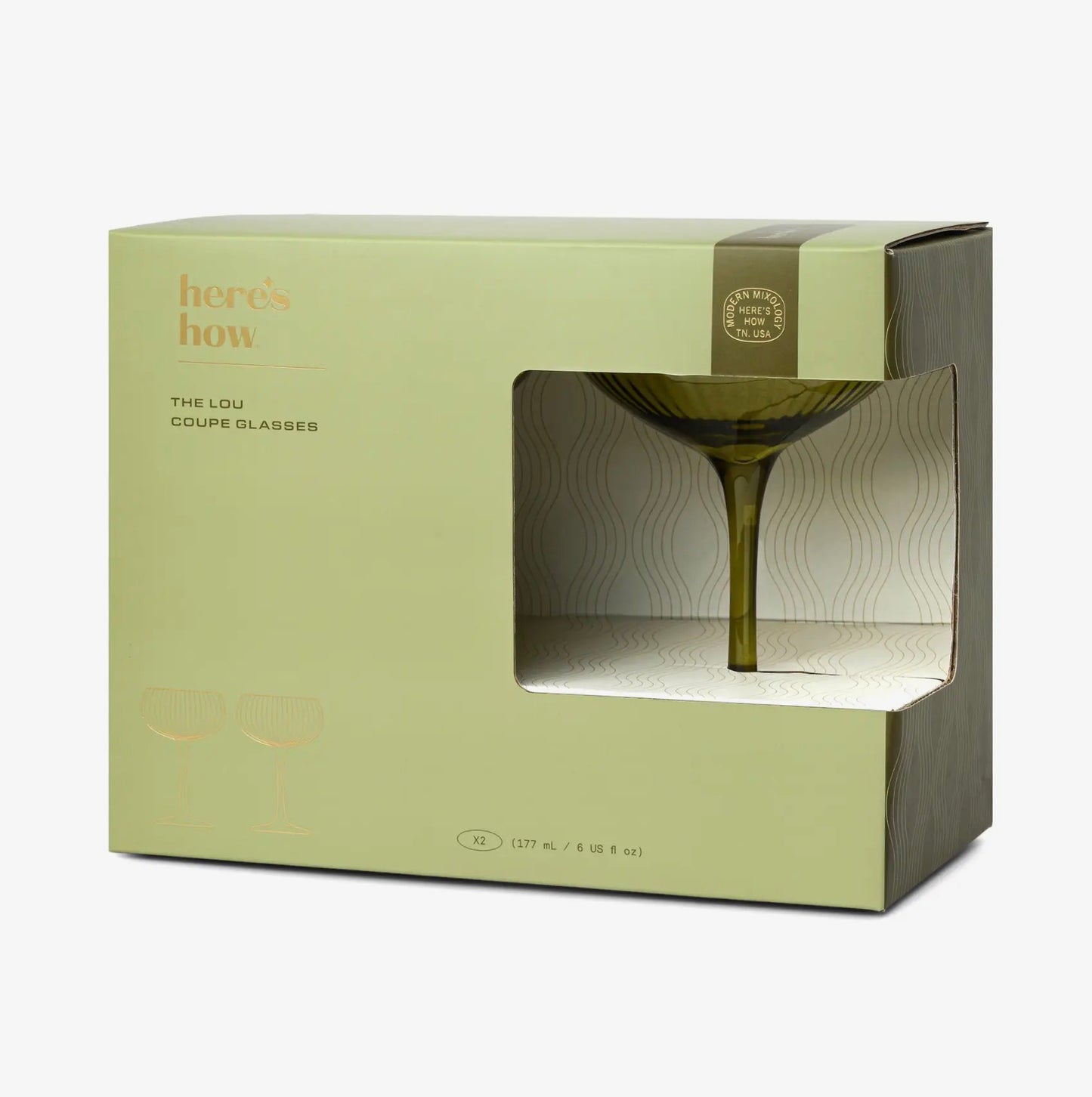 The Lou Coupe Glasses - Green - Set of 2