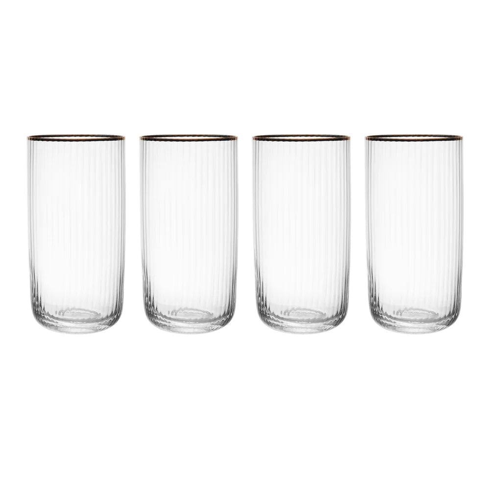 Sorrento Ridged Highball Glasses - Set of 4