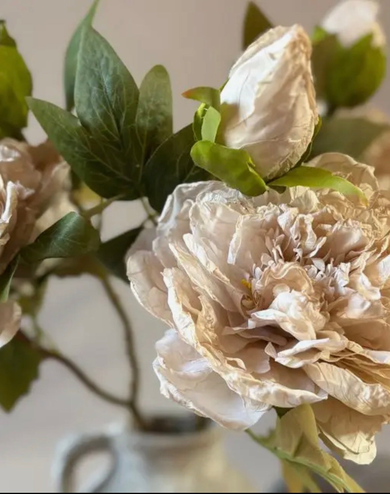 Faux Full Bloom Double Peony  - Nude