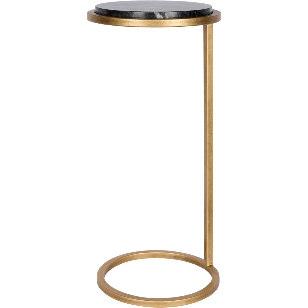 Iota Accent Table with Black Marble and Aged Gold Frame