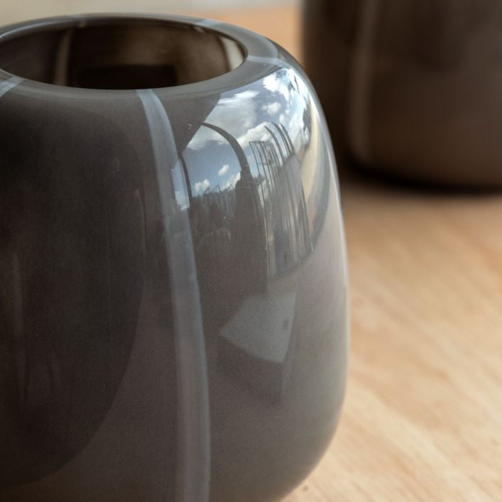 Claro Taupe Stripe Glass Vase - Medium