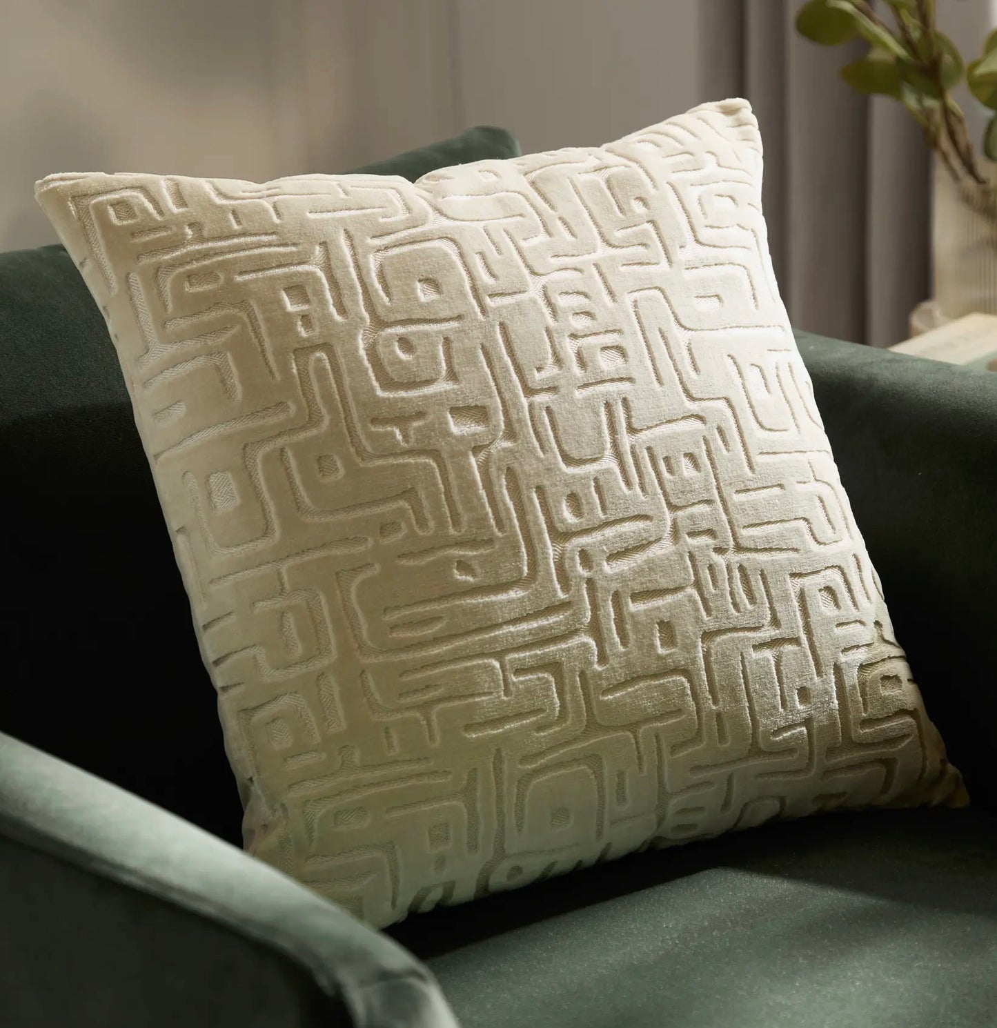 Soren Cut Velvet Cushion Chalk 45x45cm