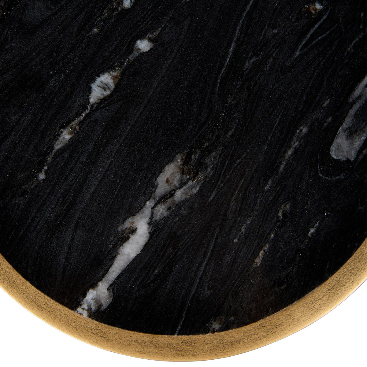 Iota Accent Table with Black Marble and Aged Gold Frame