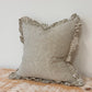 Ruffled Linen Olive Stripe Cushion 45x45