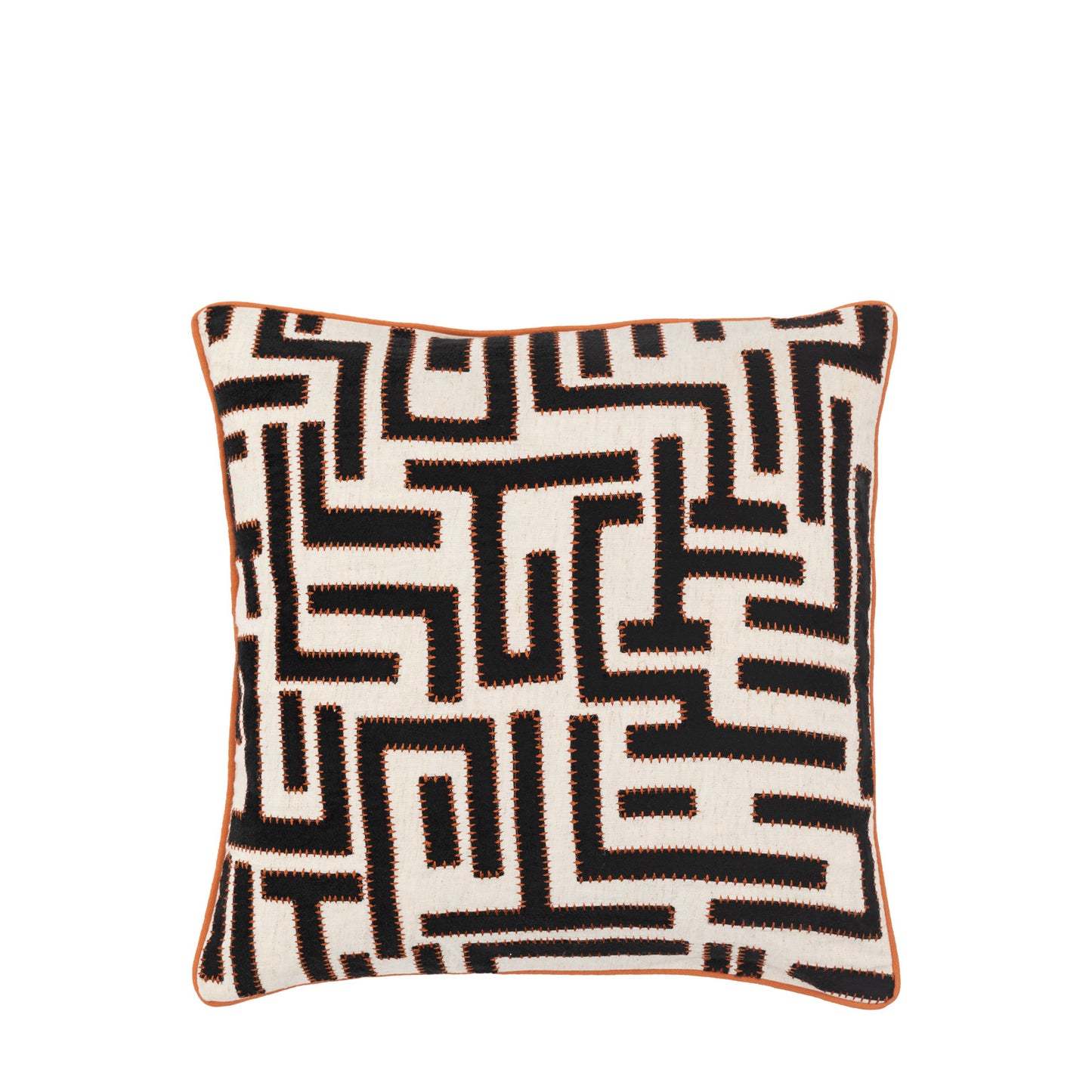 Black & Apricot Appliqué Cushion 45x45cm