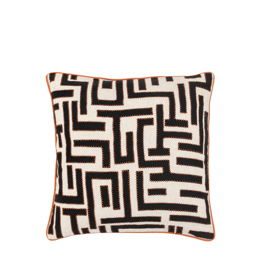 Black & Apricot Appliqué Cushion 45x45cm